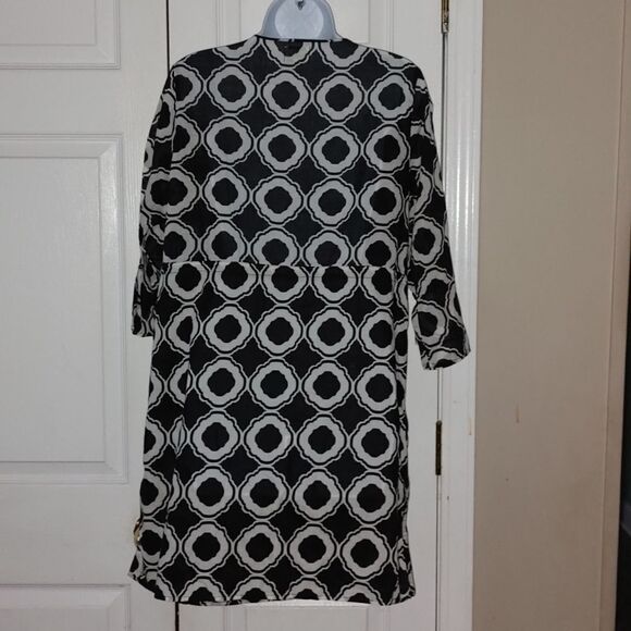 Mud Pie  black white CoverUp Dress 3/4 sleeve    Sz L - Picture 4 of 5
